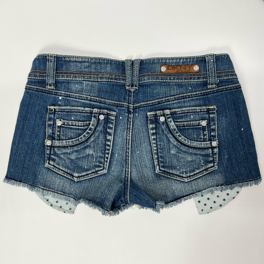 DKNY Denim Shorts Y2K Low Rise Vintage Embellished Jeans Beachside Polka Dots - Picture 3 of 17